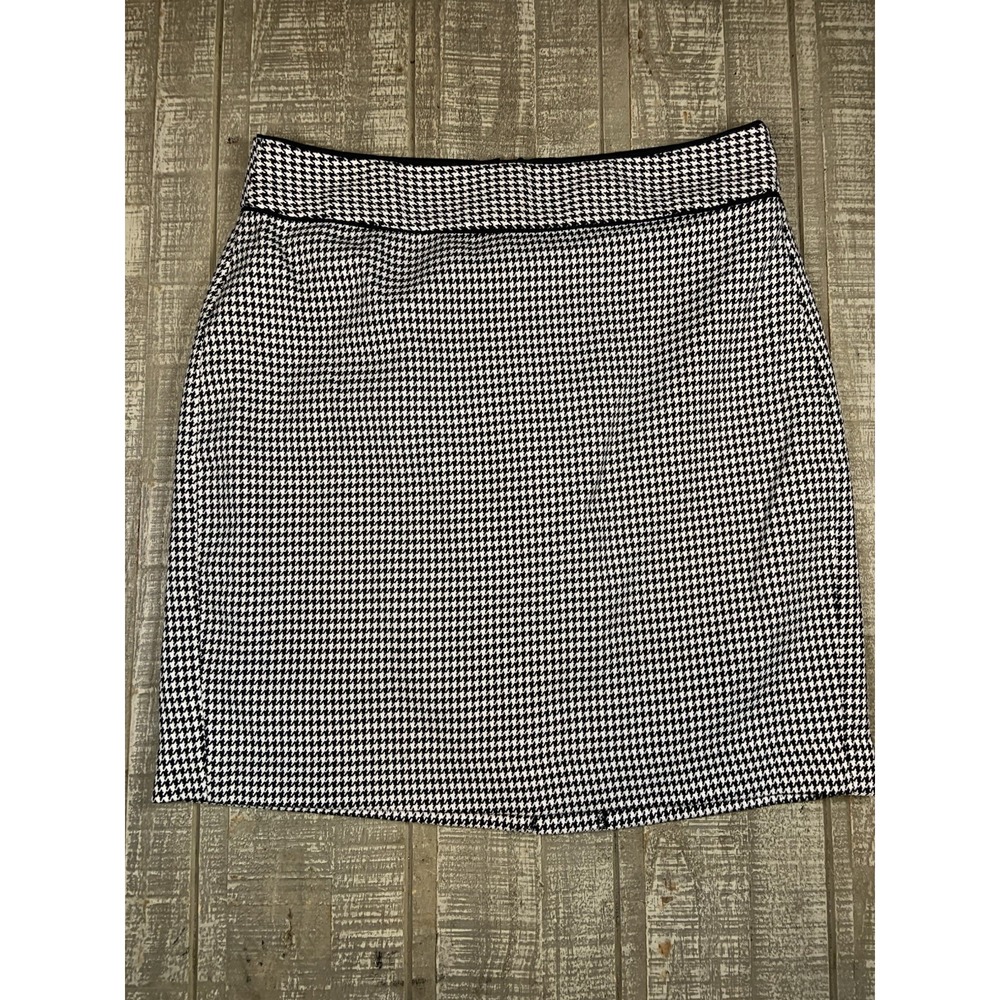 Banana Republic Houndstooth Pencil Skirt Black White Size 6 Lined Career Office